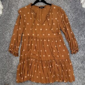 Madewell Rust Floral Long Sleeve Dress babydoll style